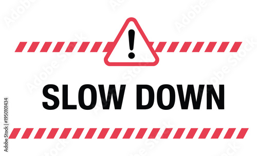 Slow, down traffic sign vector icon representing speed reduction, caution, and safety alert, clean modern flat vector design