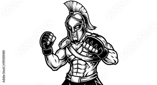 Spartan warrior illustration powerful combatant isolated on white background