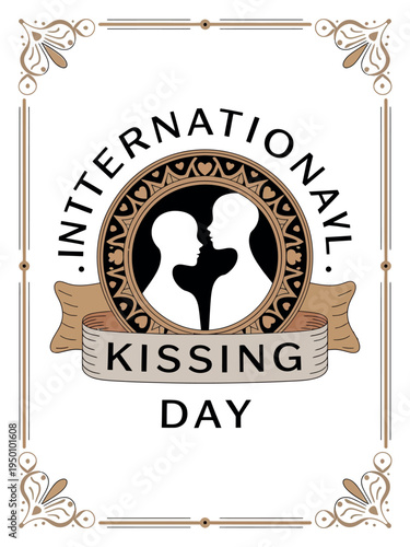 International Kissing Day Elegant Design of Kissing Figures for Romance and Love