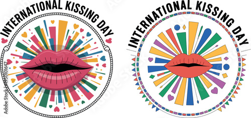 International Kissing Day Vibrant Colors and Lips Design for Celebration and Affection