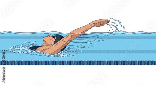 Swimmer in action illustrated depiction of freestyle stroke in a pool