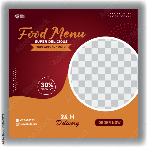 Food social media post and promotion banner design template
