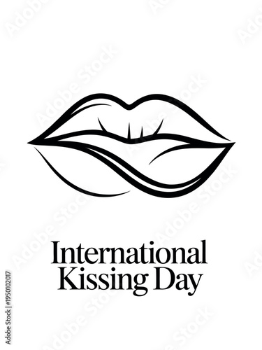 International Kissing Day Minimalist Lips Design for Love, Intimacy, and Affection