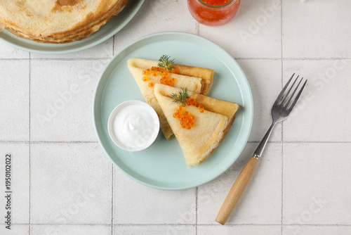 Plate with delicious pancak...