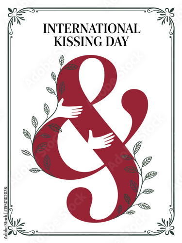 International Kissing Day Elegant Ampersand Heart Poster