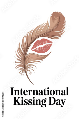 International Kissing Day Feather with Lips Illustration