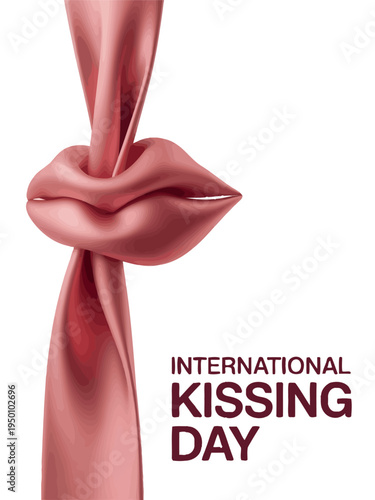 International Kissing Day Silk Lips Design for Love, Affection, and Passion