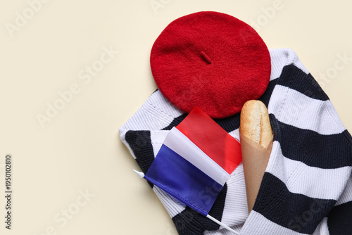 French flag with clothes an...