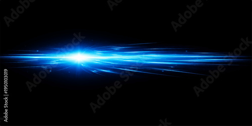 A vibrant digital art backdrop featuring a blue abstract space design with glowing stars, motion rays, and energetic light waves pulsing through a dark night sky