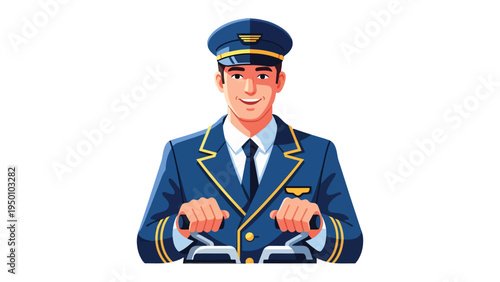 The Pilot at the Controls: A skilled pilot confidently navigates the flight deck, his focused gaze and steady hands reflecting the dedication and professionalism of air travel.
