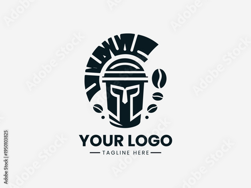 Spartan with coffee blacck vector logo