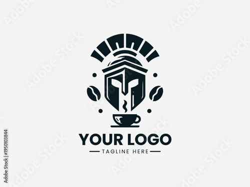 Spartan with coffee blacck vector logo