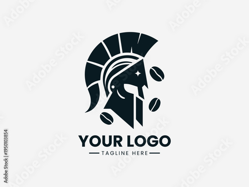 Spartan with coffee blacck vector logo