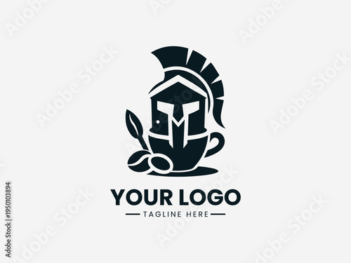 Spartan with coffee blacck vector logo