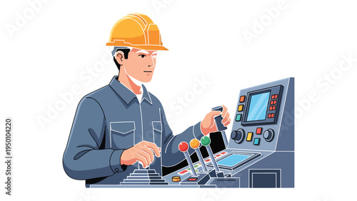 Control Panel Operator at Work: A skilled operator meticulously maneuvers a control panel, his focused expression highlighting his dedication to the industrial process. He represents reliability.