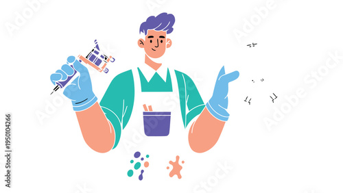 Artistic Tattooist in Action: An artist, prepared to create intricate designs using a tattoo machine, is fully focused on their craft. Ready to start the art work. 