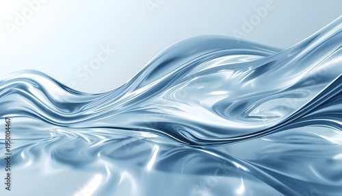 A close-up view of a wavy, metallic surface with a smooth, reflective texture and a calming blue color.
