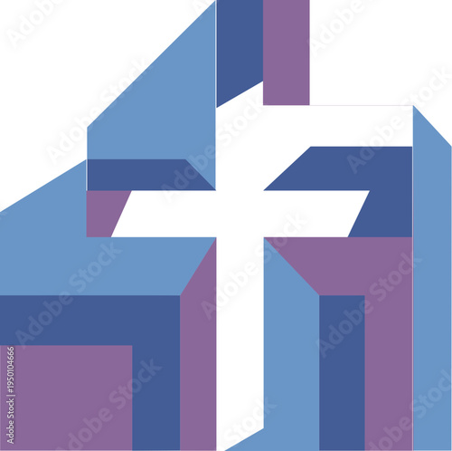 Architectural Style Christian Cross in Blue and Purple Mosaic Negative Space Vector Design. A stunning architectural-inspired vector graphic where a white Christian cross emerges from a mosaic of blue Free Download Architectural Style Christian Cross in Blue and Purple Mosaic Negative Space Vector Design. A stunning architectural-inspired vector graphic where a white Christian cross emerges from a mosaic of blue - GFXLoad