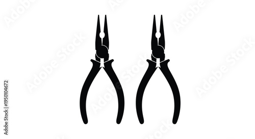 Two pairs of black needle nose pliers displayed on a white background
