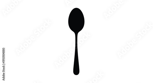 Simple black silhouette of a single spoon against a white background