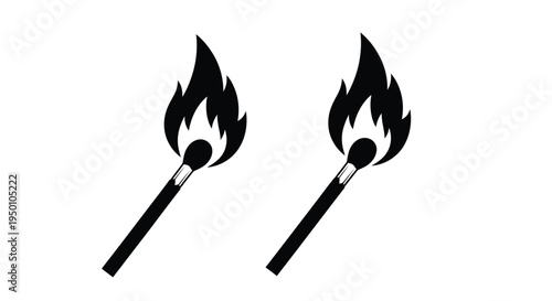 Two burning matches depicted in a simple black and white illustration