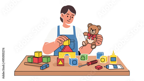 Creative Crafting Moment: A focused individual engages in a heartwarming DIY project.