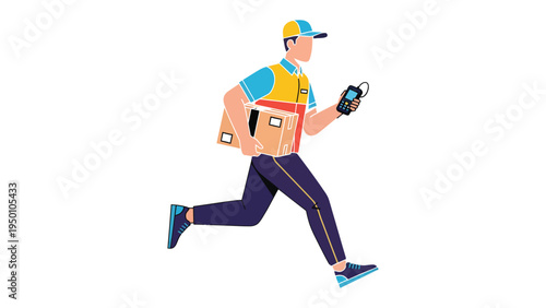 Speedy Delivery: A dynamic illustration showcases a dedicated delivery person swiftly navigating a package delivery, ensuring timely service and convenience.