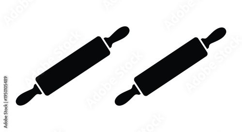 Two black rolling pins are displayed on a white background