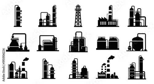 Silhouette of Industrial Plants and Structures.
