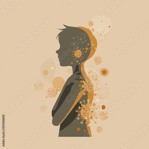 Child Silhouette Affected by Viral Infection