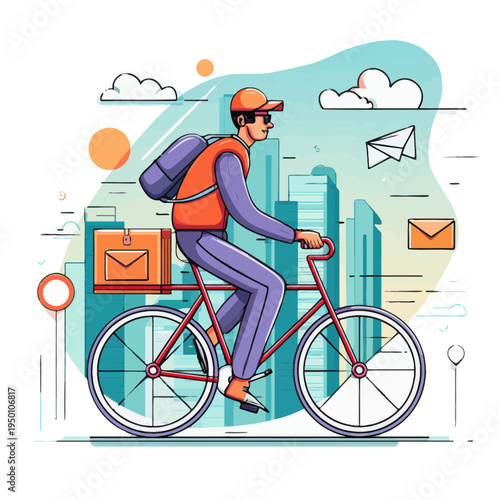 City Bicycle Courier Delivering Packages