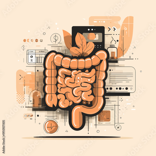 Digestive Intestines Anatomy Health Concept Illustration