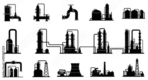 Silhouettes of Industrial Structures and Equipment.