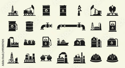 Oil and Gas Industry Icons - A Comprehensive Vector Set.