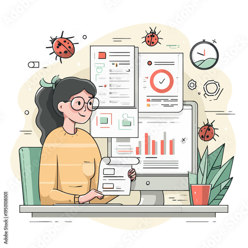 QA Tester Analyzing Software with Bugs