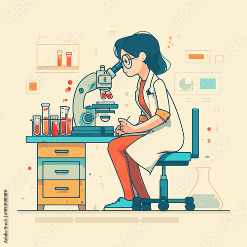 Scientist examining sample under microscope in lab