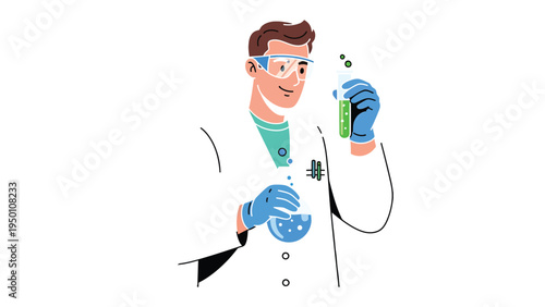 Scientist at Work: A diligent scientist meticulously conducts an experiment in a laboratory, pouring a liquid into a flask, symbolizing the dedication and innovation driving scientific discovery.