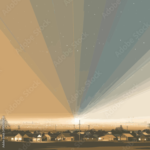 Suburban transition from day to night sky glow