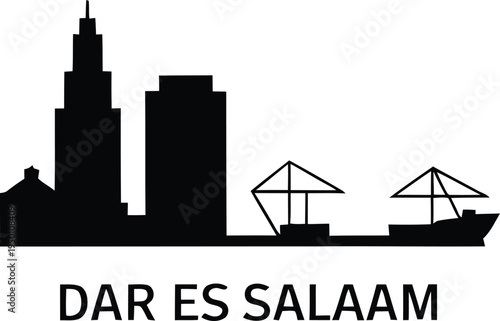 Dar es salaam tanzania skyline silhouette vector city icon architecture landmark travel symbol