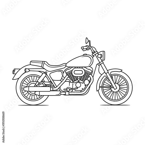 Outlined motorcycle illustration isolated design for transportation concepts