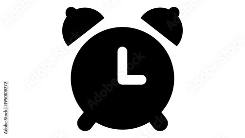 Minimalist black alarm clock icon symbol for time management and morning wake up alerts