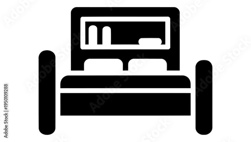 Over bed storage shelf icon for bedroom furniture and interior design concept