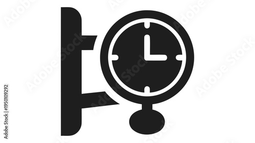 Minimalist wall clock icon vector illustration representing timekeeping and interior decor for home and office design pr