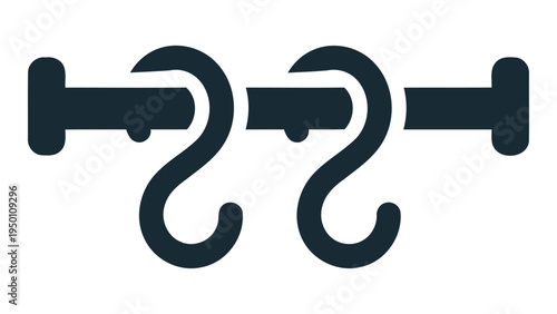 Shower curtain hooks icon vector illustration representing hanging support for bathroom curtains and rod hardware design