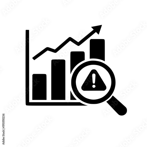 Investment Risk Analysis Vector Icon With Bar Chart And Magnifying Glass