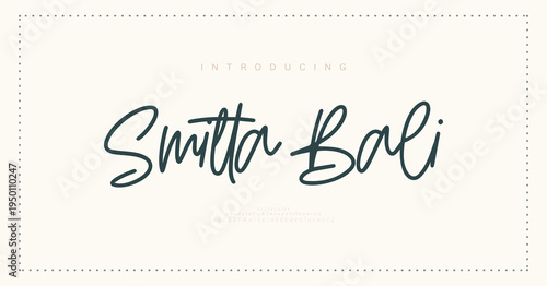 Smilta Bali, Luxury script alphabet letters font with tails. Typography elegant classic lettering serif fonts and number decorative vintage retro concept for logo branding. vector illustration
