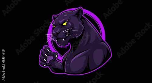 Illustration of a purple panther animal.