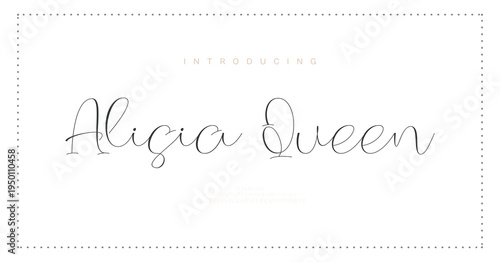 Alisia Queen, Elegant Script logo alphabet letters font. Typography luxury classic lettering serif fonts decorative vintage retro logos and number. vector illustration
