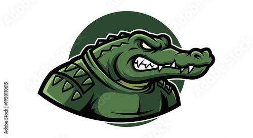 Cartoon alligator head in green color.