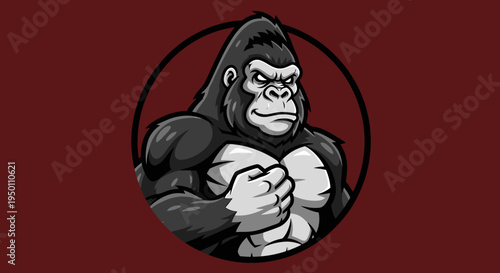 A cartoon gorilla with a muscular build.
